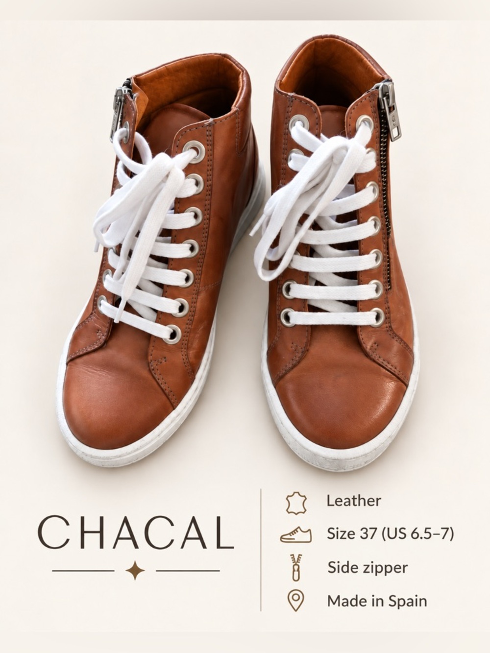 Chacal Leather High-Top Sneakers – Made in Spain